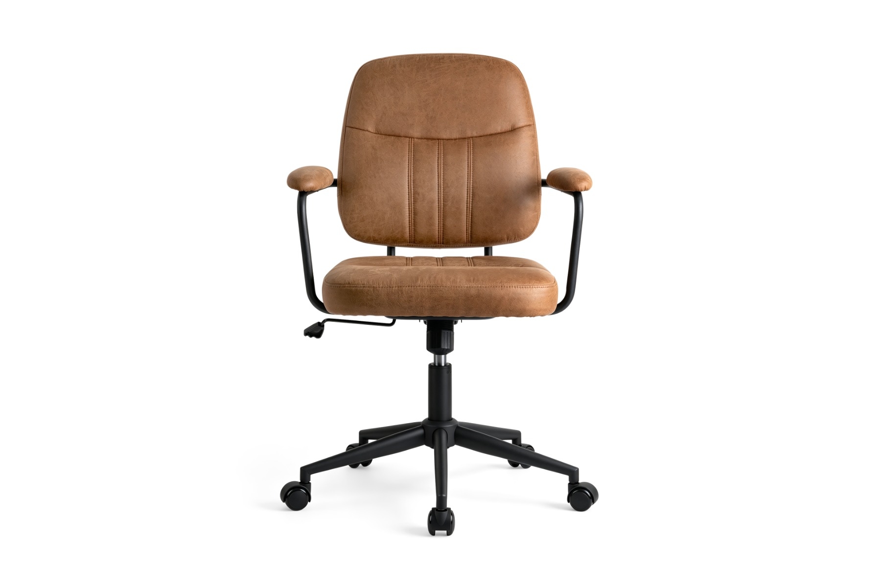 Bureaustoel in hoogte verstelbaar, vintage cognac