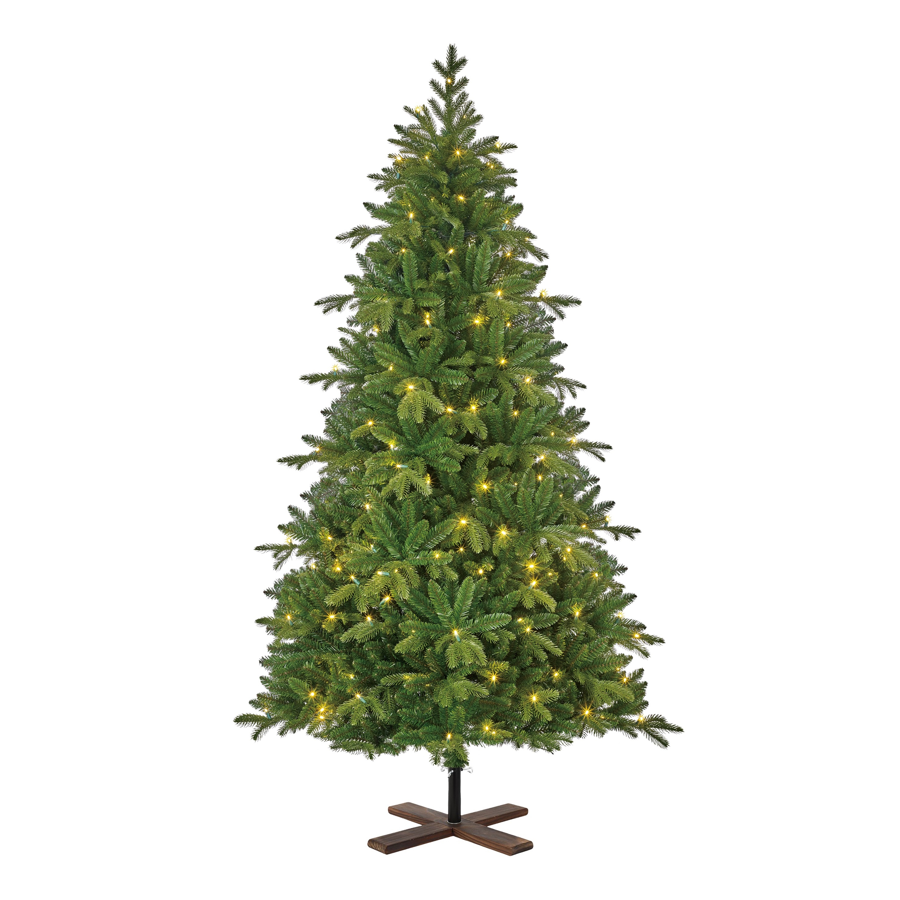 Kerstboom met verlichting inclusief houten voet