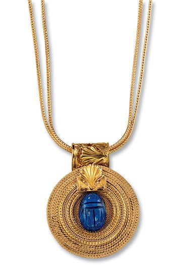 Petra Waszak ketting - Zonnewiel met Lapis Lazuli Scarabee