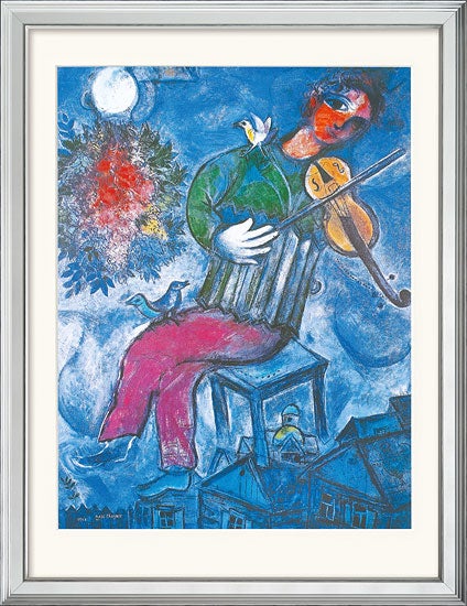Marc Chagall schilderij - Le Violiste Blue (87 x 67 cm)