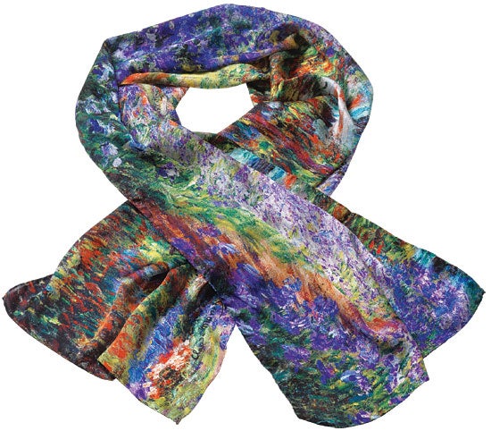 Claude Monet zijden sjaal - Irissen in de tuin van Monet 174 x 42 cm