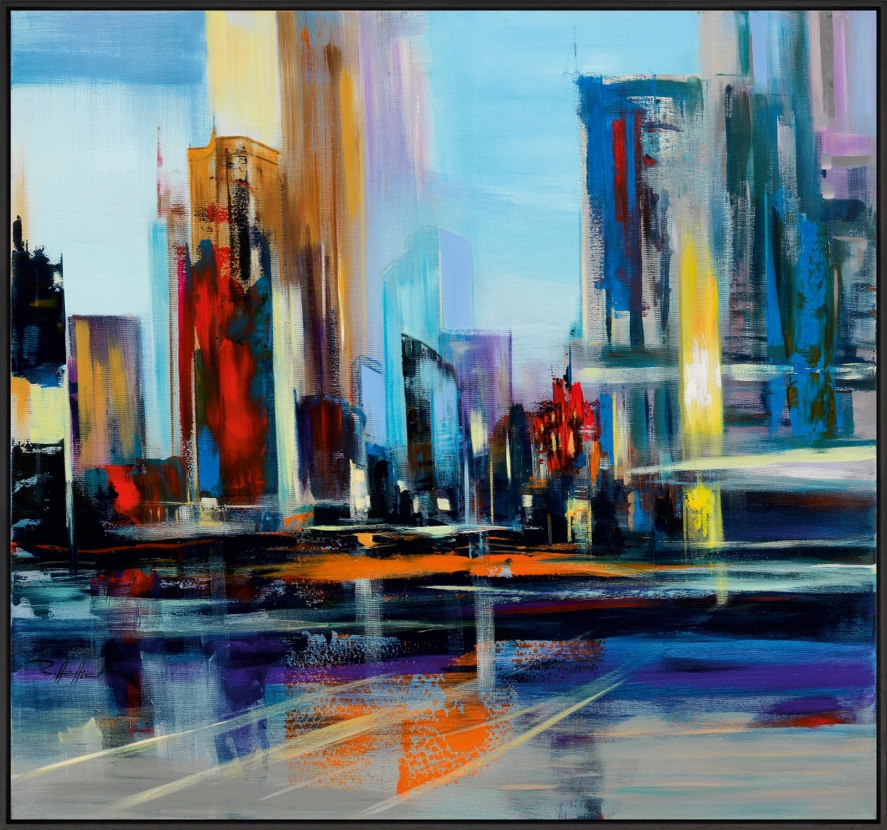 Robert Hettich schilderij - Stadsgeluid (86 x 92 cm)