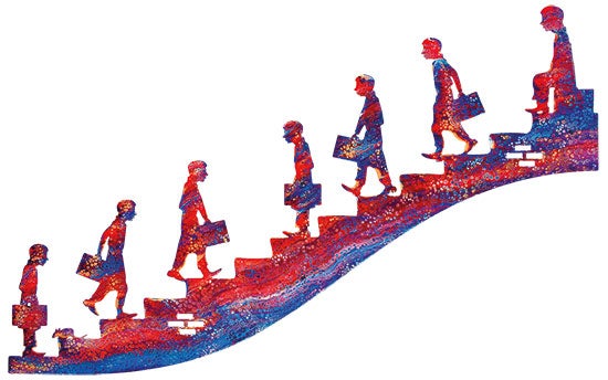 Wanddecoratie - Op de trap (108 cm)