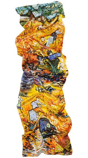 Van Gogh zijden sjaal - De Rode Wijngaard bij Arles (178 x 42 cm)