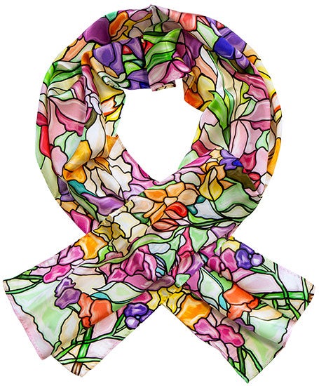 Petra Waszak zijden sjaal - bloemen