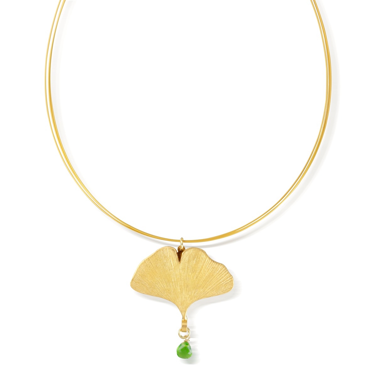 Ketting Petra Waszak Ginkgo met Groen Kristalglas