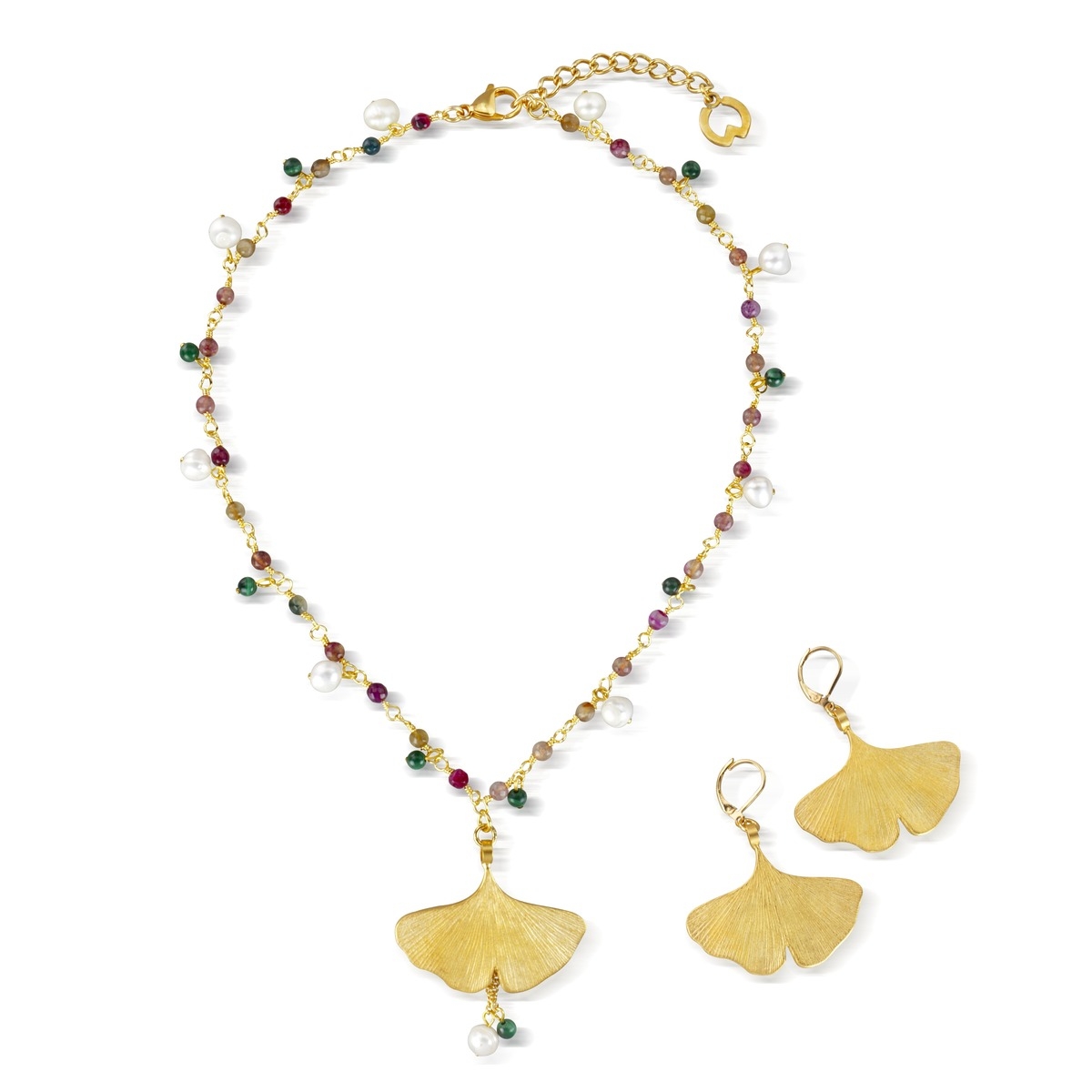 Sieradenset Petra Waszak Ginkgo met Edelstenen