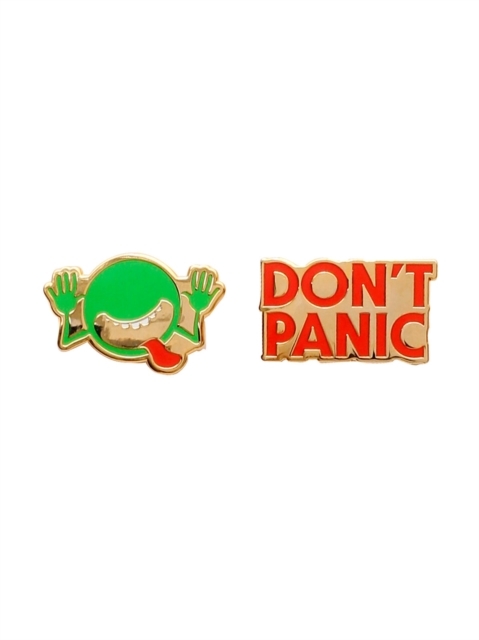 The hitchhiker's guide to the galaxy enamel pin set