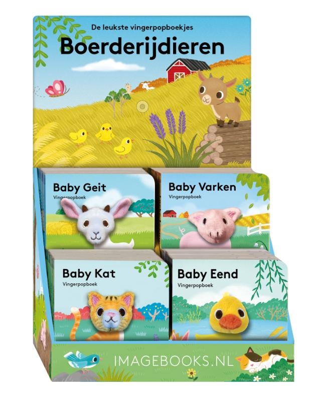 Display-Vingerpopboekjes boerderij dieren - 4T x 4 ex