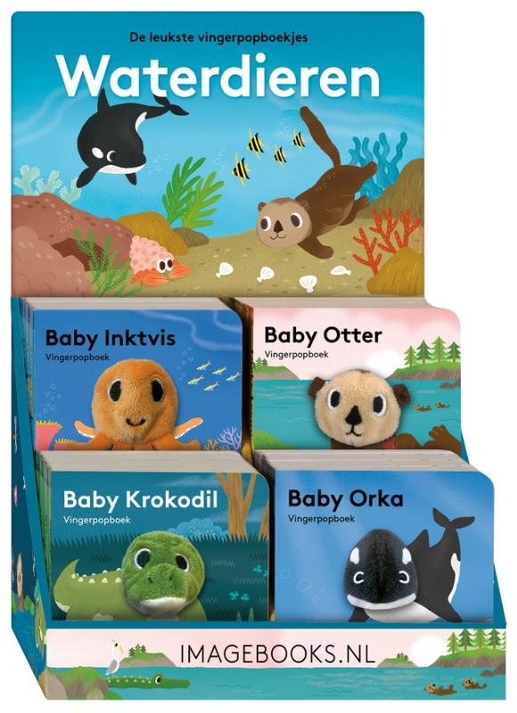 Display Vingerpopboekjes Waterdieren - 4 x 4 exemplaren