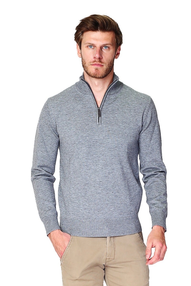 Herentrui met een halfhoge kraag en halve rits 
