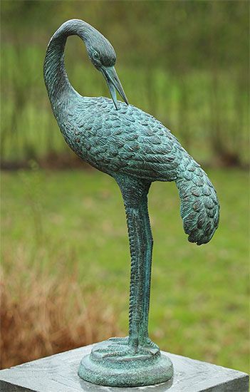 Tuinbeeld reiger - brons