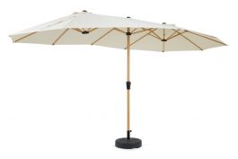 909 Outdoor Dubbele parasol met hoes - Houtlook