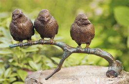 Tuinbeeld vogels op tak - brons