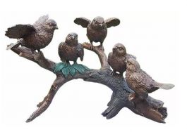 Tuinbeeld 5 Vogels op tak - brons