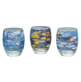 Claude Monet theelichthouders - 3 stuks - blauw