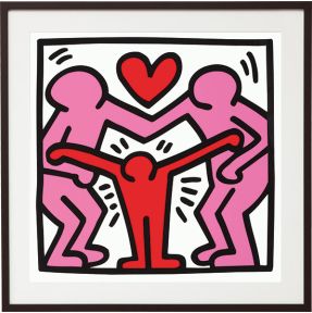 Keith Haring schilderij - Untitled familiy (62 x 62 cm)