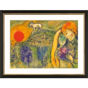 Marc Chagall schilderij -  De geliefden van Vence (59 x 76 cm)