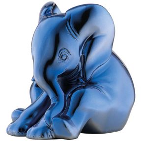 Jagna Weber sculptuur - Kleine olifant metallic blauw (19,5 cm)