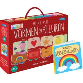 Puzzeltrein 20 stukjes en boek - Mijn eerste vormen en kleuren