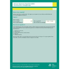 Autisme Spectrum Vragenlijst (ASV ) - scoreformulieren