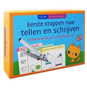 Oefenkaarten met uitwisbare stift - Eerste stappen naar tellen en schrijven 5-6 jaar groep 2