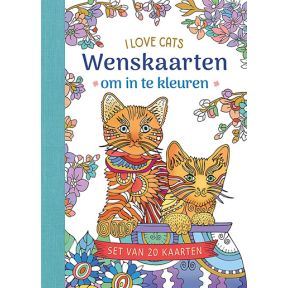 Wenskaarten om in te kleuren - I love cats