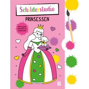 Kleurboek met verfpalet en penseel Prinsessen