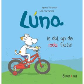 Luna is dol op de rode fiets!