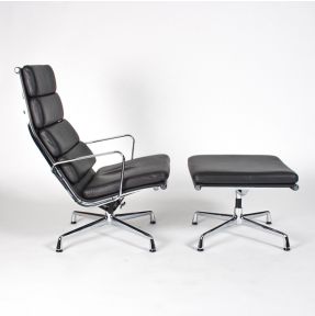 Fauteuil - Vitra EA222 + EA223 unbra grey leather chrome