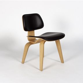 Eetkamerstoel - Vitra Plywood group DCW Essen bruin leder