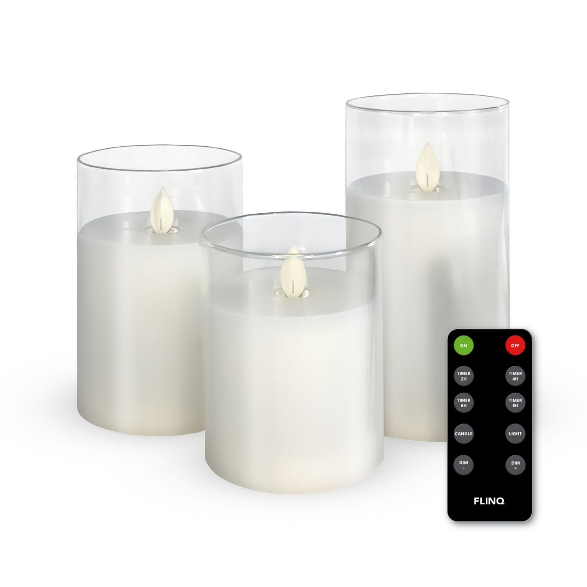 FlinQ Smoked Glass LED Candles - Transparent