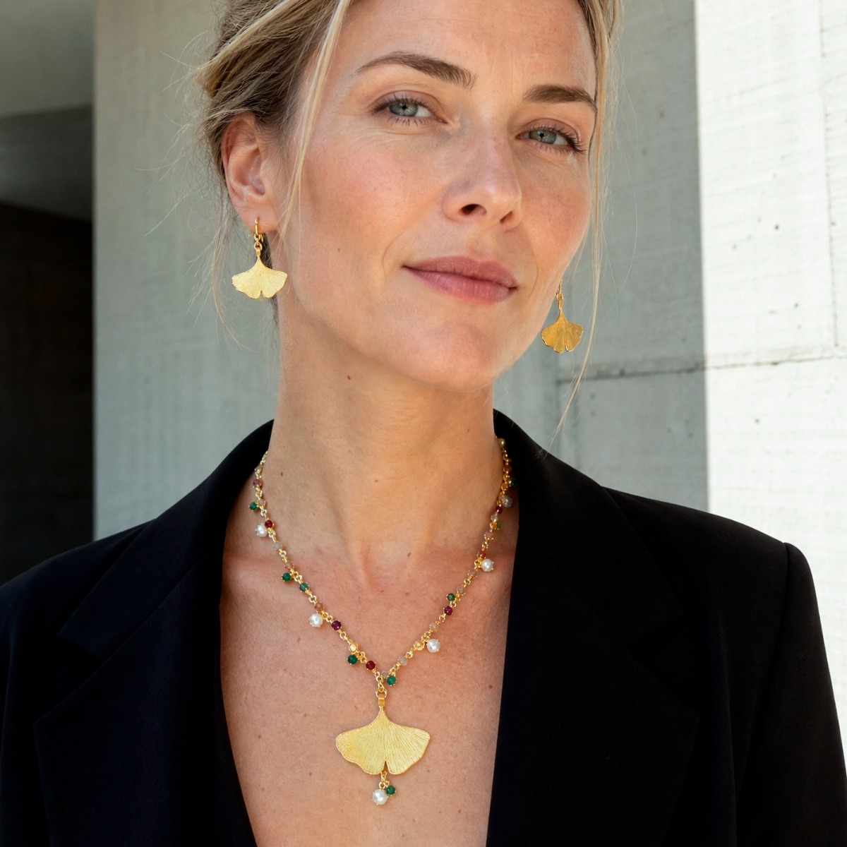 Ketting Petra Waszak Ginkgo met Edelstenen