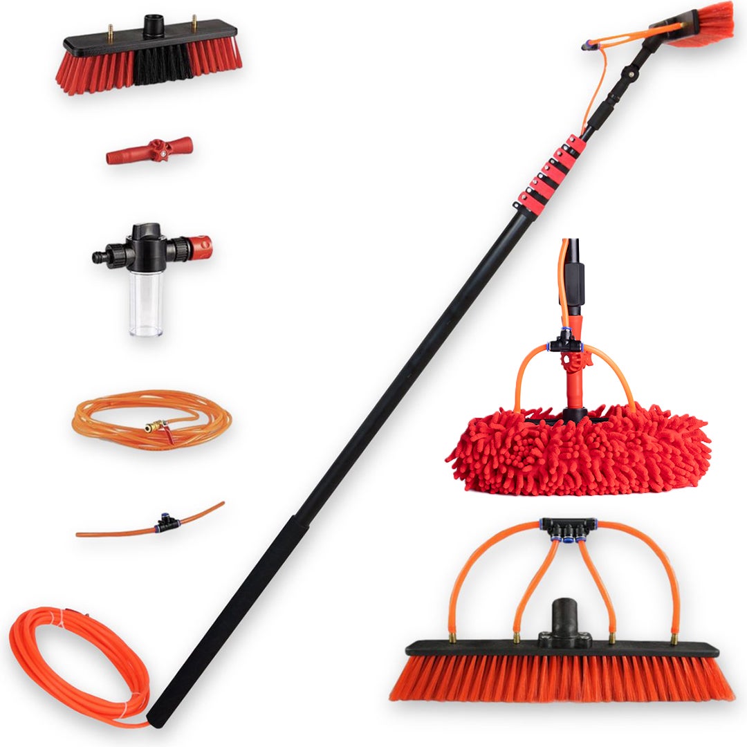 Telescopic waterbezem, 7 m inc rode microvezeldoek