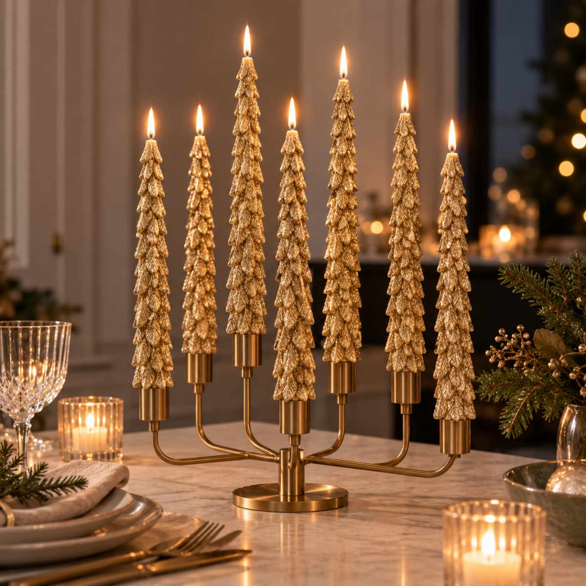 Kerstboomkaars goud – 12 stuks (6x2)