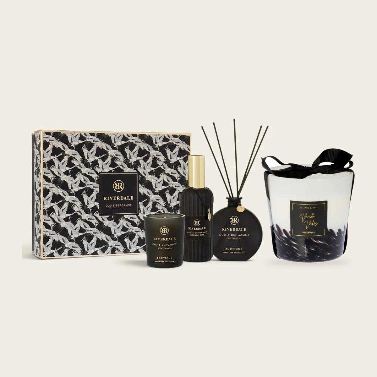 Geurset Oud & Bergamot + geurkaars Vanilla Vibes 400 g