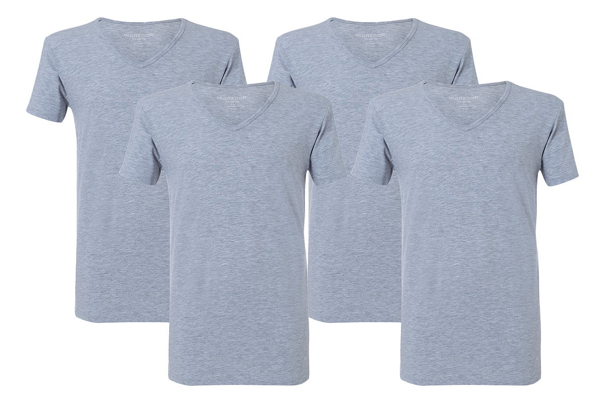 Premium stretch T-shirt met V-hals - 4-pack