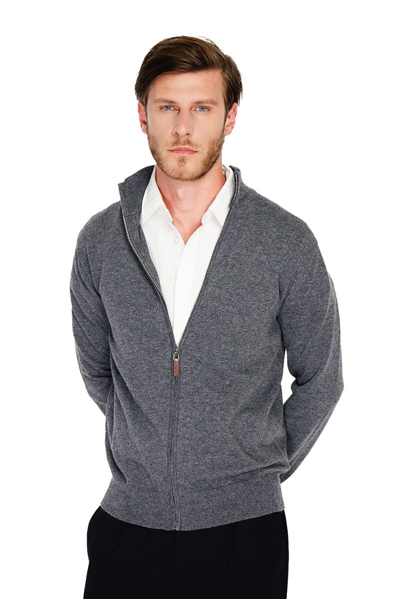 Herenvest met kasjmier en rits 